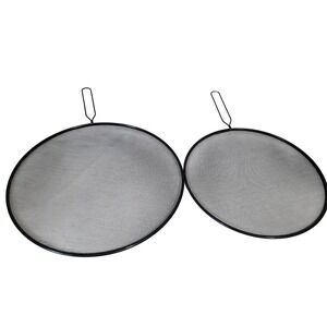 Unbranded Splatter Screen Set 2pc Black 13in 11in Stainless Steel Mesh Guard